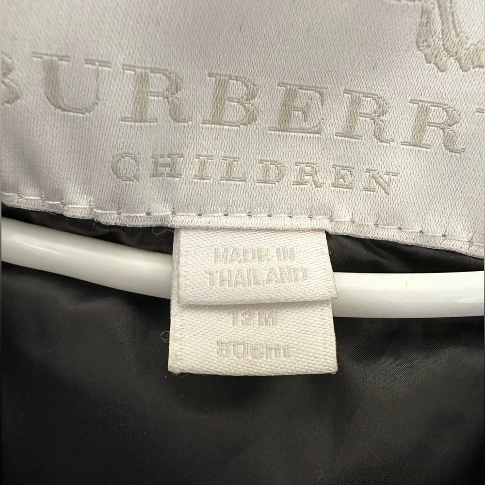 Burberry Toddler Down Puffer Jacket Size 12M Black White Monogram Hood Coat